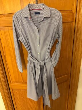 UNTUCKit Madison Blue & White Stripe Shirt Dress Size 10